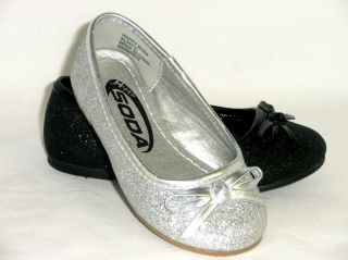 Glitter Sparkle Kids Girls Ballet Flats Casual or Pageant Dress Shoes