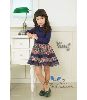 New Style Kids Toddlers Girls Long Sleeve Lovely Collar Ages 2 7Y Tutu Dress