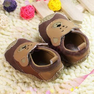 Lovely Design Infant Baby Toddler Velcro Cute Bear Walking Shoes Brown Size 2