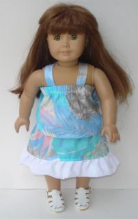 Blue White 2pc Tropical Camisole Skirt Doll Clothes Fits 15 Bitty Baby Twin