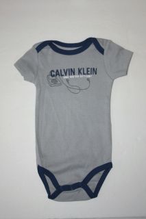 Calvin Klein Designer Baby Boy Clothes 5 Bodysuits Blue Gray 3 6 9 Months