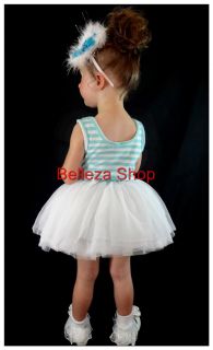 Blue White Striped Cotton Tulle Girl Scoop Dress Summer Party Toddler 2 3T SD001
