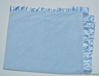Baby Boy Blue Plush Blanket Satin Trim
