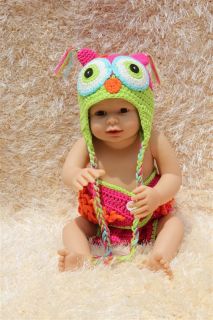Cute Handmade Cotton Owl Dog Puppy Newborn Baby Knit Hat Nappy Photo Prop New