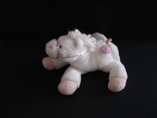 White Plush Pony Horse Baby Toy Rattle Lovey Doll