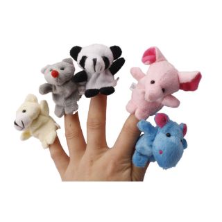 10pcs Velour Animal Finger Puppets Style Set Preschool Pretend Play Toys