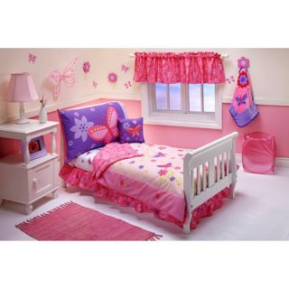 10P Girls Pink Butterflies Flowers Toddler Bed Room Set