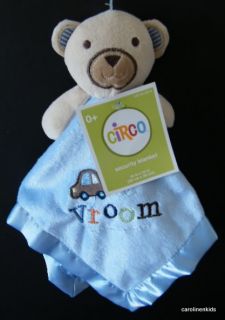 New Circo Tan Bear Vroom Car Light Blue Baby Lovey Security Blanket Target