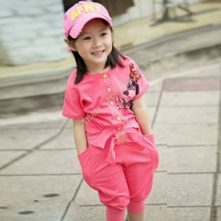 Girls Kids Cute Clothes Summer Cool Top Pants 2pcs Outfit Set 3 8Y Tracksui TYC4