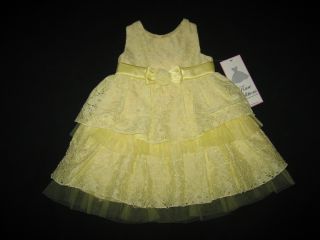 New "Yellow Floral Lace" Rumba Dress Girls 24M Spring Summer Clothes Easter Baby