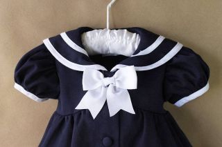 Infant Toddler Girl Clothes Navy Blue Sailor Dress Real Baby Reborn Dolls 12 M