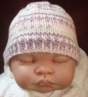 Hand Knitted Baby Beanie Hat Fairisle Unique Soft Premature Prem 12M Boy Girl
