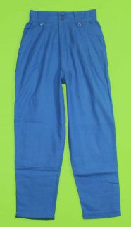 Petite Sophisticate Sz 4P Linen Womens Blue Dress Pants Slacks 4G66