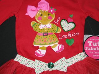 New "Gingerbread Cookie" Tutu Pants Girls Clothes 12M Winter Christmas Baby 3 PC