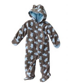 Carters Baby Boy Clothes Outwear Pram Snowsuit Brown Blue Bear 3 6 9 Months