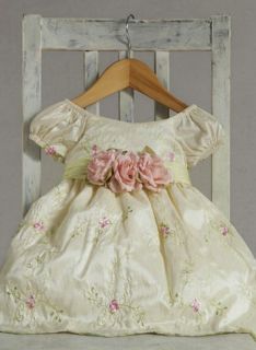 Gorgeous Embroidered Banana Ivory Boutique Flower Girl Dress Crayon Kids USA