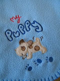 Blue My Puppy Paw Prints Fleece Baby Security Blanket Tan Dog Backstitch Koala