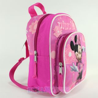 Disney Minnie Mouse Glitter Flowers 10" Mini Toddler Backpack Girls Book Bag