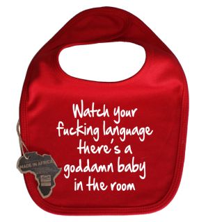 Watch Your Language Rude Dribble Baby Bib Funny Boy Girl Babies Clothing Gift