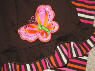 New "Orange Chocolate Butterfly" Pants Girls 3T Fall Winter Clothes Toddler Kids
