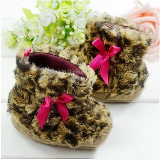 Hot Soft Bottom Toddler Baby Girl Princess Leopard Snow Boot Shoes Size：US 1 2 3