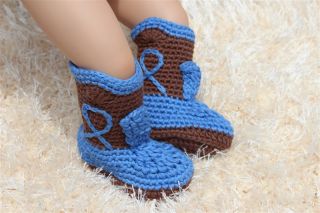 New Handmade Knit Crochet Cowboy Baby Boots Shoes Newborn Photo Prop 16 Color