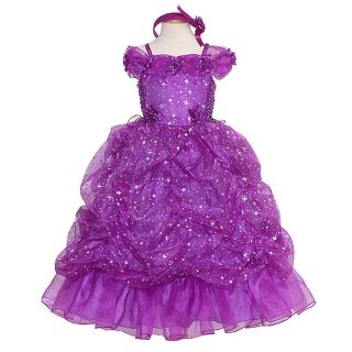 Rain Kids Little Girls 6 Purple Sparkling Stars Pageant Dress