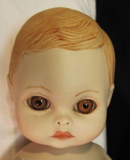 Teena Halbig Porcelain Bisque Baby Doll LG Brown Glass Eyes