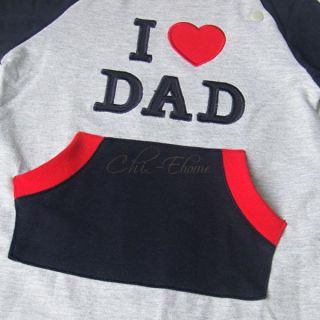 Baby Unisex I Love Mom Dad Boy Girl Cute Hoodie Bodysuit Romper Clothes 0 1 2