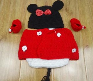 Infant Girl Baby Hat Skirt Pants Shoes Crochet Knit Photo Prop Outfit Clothes