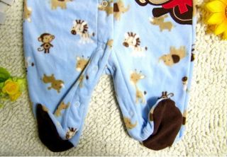 New Long Sleeve Kids Bodysuits Footed Baby Sleepwear Pajamas "Monkey" H107