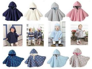 Baby Kids Toddler Double Side Wear Hooded Cape Cloak Poncho Coat Hoodie Outwear