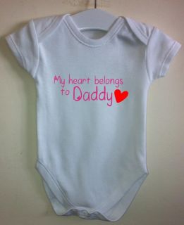 My Heart Belongs to Mummy Daddy Baby Body Grow Vest Girl Boy Clothes Gift Idea