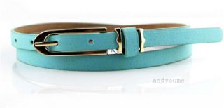 New Women Lady Fashion Candy Color Faux Leather Thin Skinny Waistband Cute Belts