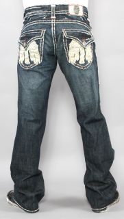 New Mens Laguna Beach Jeans "Long Beach" White Stitch Boot Cut 33