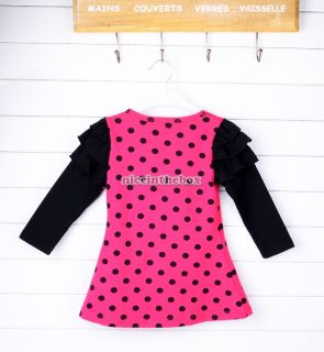 Size 2 6Y Kids Clothes Girls Princess Lovely Dots One Piece Dress Long Sleeve