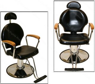 All Purpose Hydraulic Oak Arm Reclining Barber Chair Shampoo Spa Salon Equipment
