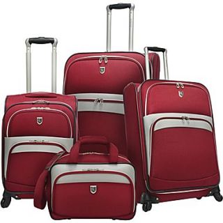 Beverly Hills Country Club BH2700 Wilshire 4 Piece Expandable Spinner Luggage Set, Red