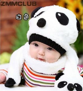 Fashion Baby Girlboy Love Toddler Beanie Scarf Panda Cartoon Cap Hat 1 5Y Infant