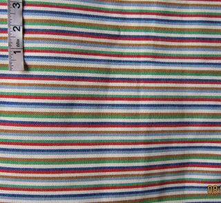 3 yds Gold Red Green Blue White Striped Cotton Broadcloth Fabric 126 x 37