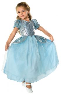 Regal Blue Silver Cinderella Princess Ballerina Gown Girls Costume Rubies