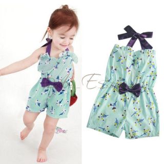 Girls Kids One Piece Floral Summer Short Jumpsuit Playsuit Ages 2 3 4 5 6 Years