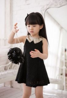 High Quality Girls Kids Princess Elegant Party Lace Bow Dress 2 7Y