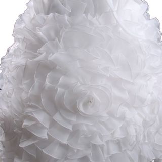 D271 White Flower Girls Wedding Pageant Dress with Several 3D Roses
