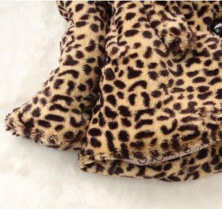 Baby Toddler Girls Faux Fur Leopard Coat Kids Winterwarm Jacket Snowsuit 3 4Year