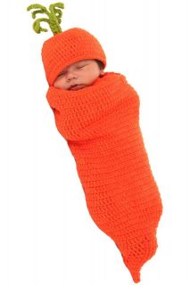 Infant Newborn Baby Knit Orange Carrot Halloween Bunting Costume 0 3 Months