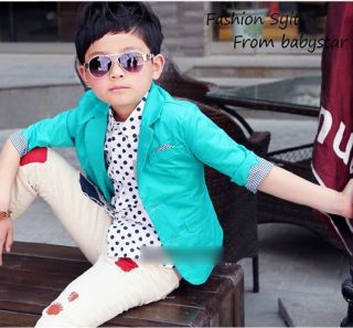 Trendy Toddlers Kids Plaid Sleeve Contrast Small Suit Boys Jacket Coat 2 7Years