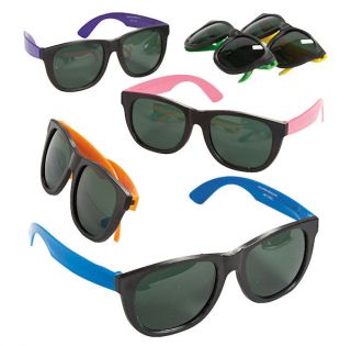 6 Pair Super Cool Assorted Color Neon Sunglasses 80's Pool Luau Party Favors Kid