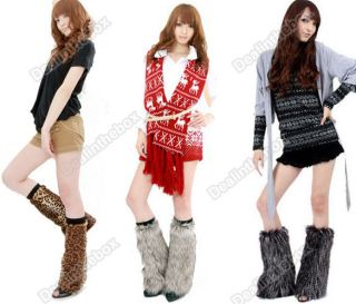 2 x 40cm Women Lower Leg Ankle Warmer Shoes Boot Sleeves Cover Multi Colors New