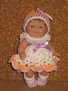 OOAK Berenguer 5" Itsy Bitsy Baby Girl Monique Doll Wig Crochet Thread Clothes